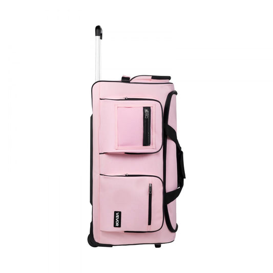VEVOR 29 Inch Dance Bag with Garment Rack Rolling Duffle with Curtain Matte Pink