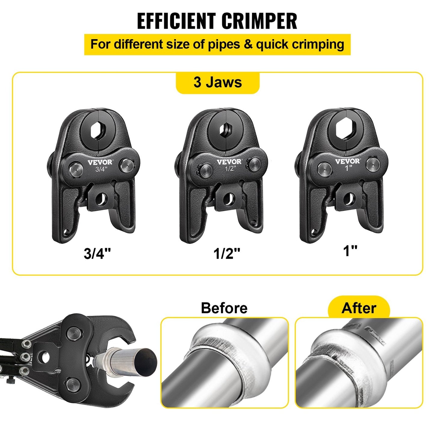 Compact Propress Jaw Set, 1.3/1.9/2.5 cm, 40Cr Steel for Pipe Wrench Tools