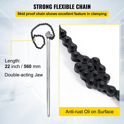 24m Heavy Duty Carbon Steel Chain Pipe Wrench, 170mm Diameter Capacity