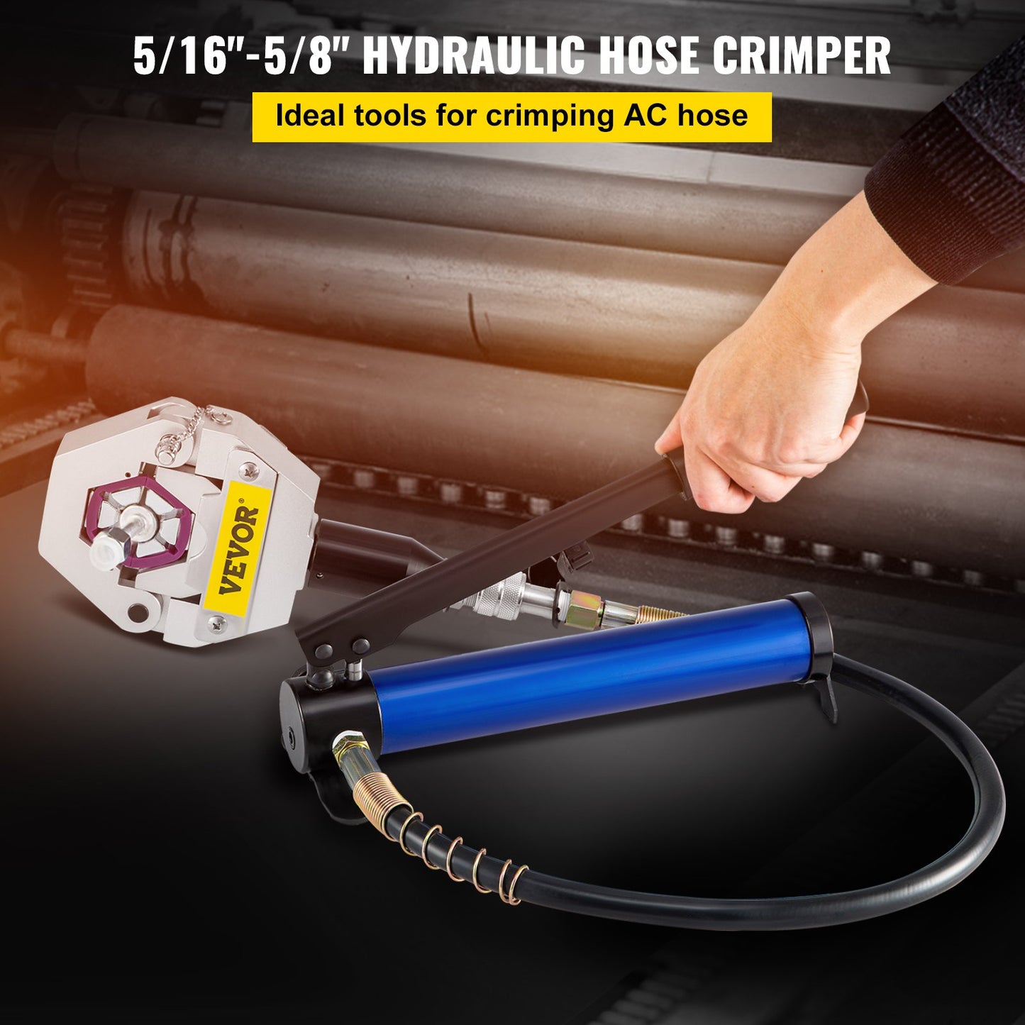 Separable Hydraulic Hose Crimper 7 Dies With Aluminum Pump  A/C Air Condtioning