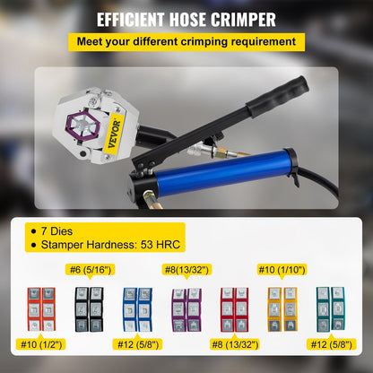 Portable Hydraulic Hose Crimper Set with 7 Dies and Aluminum Pump - 6.4 kg