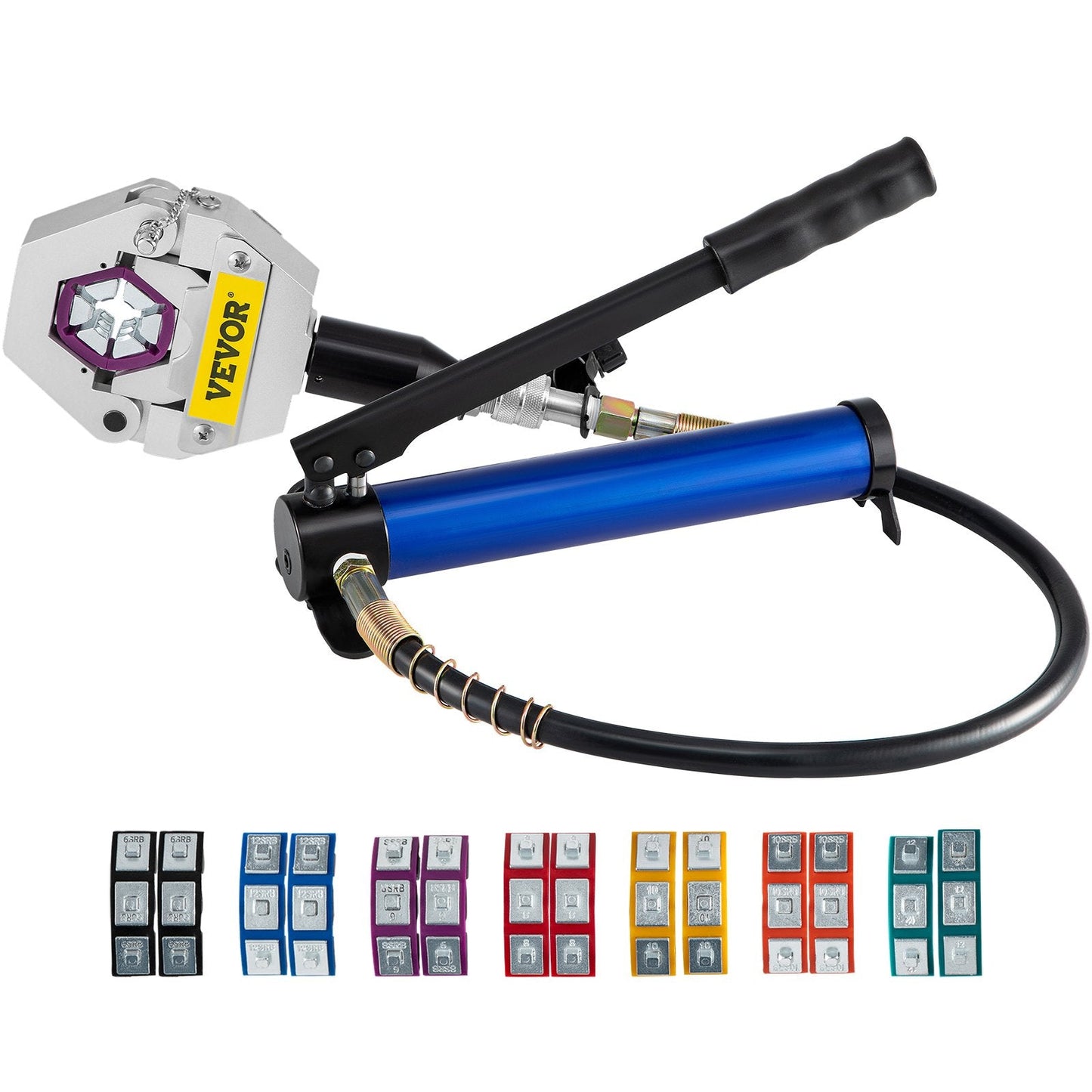Portable Hydraulic Hose Crimper Set with 7 Dies and Aluminum Pump - 6.4 kg