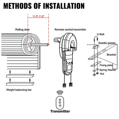 VEVOR Garage Roller Door Opener, 250 N Lift Force 164 ft Remote Control, 220V Electric