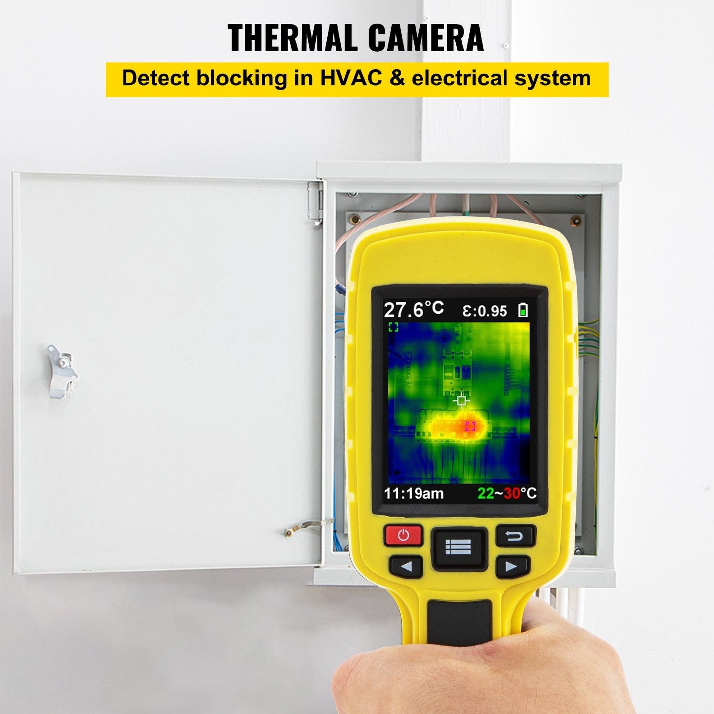 Thermal Imaging Camera with 3600 Pixels, 2.8m Display for HVAC & Electrical Use