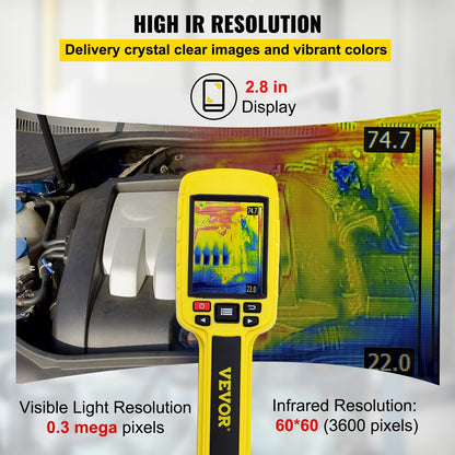 Thermal Imaging Camera with 3600 Pixels, 2.8m Display for HVAC & Electrical Use