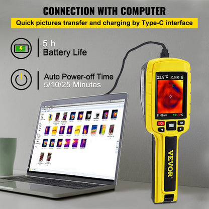 Thermal Imaging Camera with 3600 Pixels, 2.8m Display for HVAC & Electrical Use