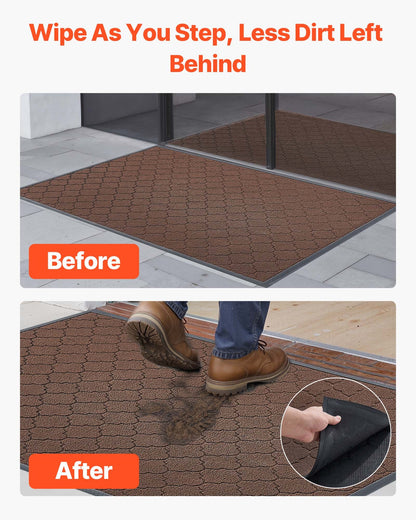 Front Door Mat, 1194 x 889 mm Commercial Floor Mat for Indoor and Outdoor, Modern Stylish Carpet with TPE Backing, Heavy Duty Washable Entry Industrial Rug for Hallway, Balcony, Garage, Brown