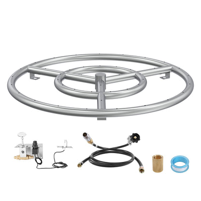 18" Round Stainless Steel Fire Pit Burner Kit, 150,000 BTU for Indoor/Outdoor