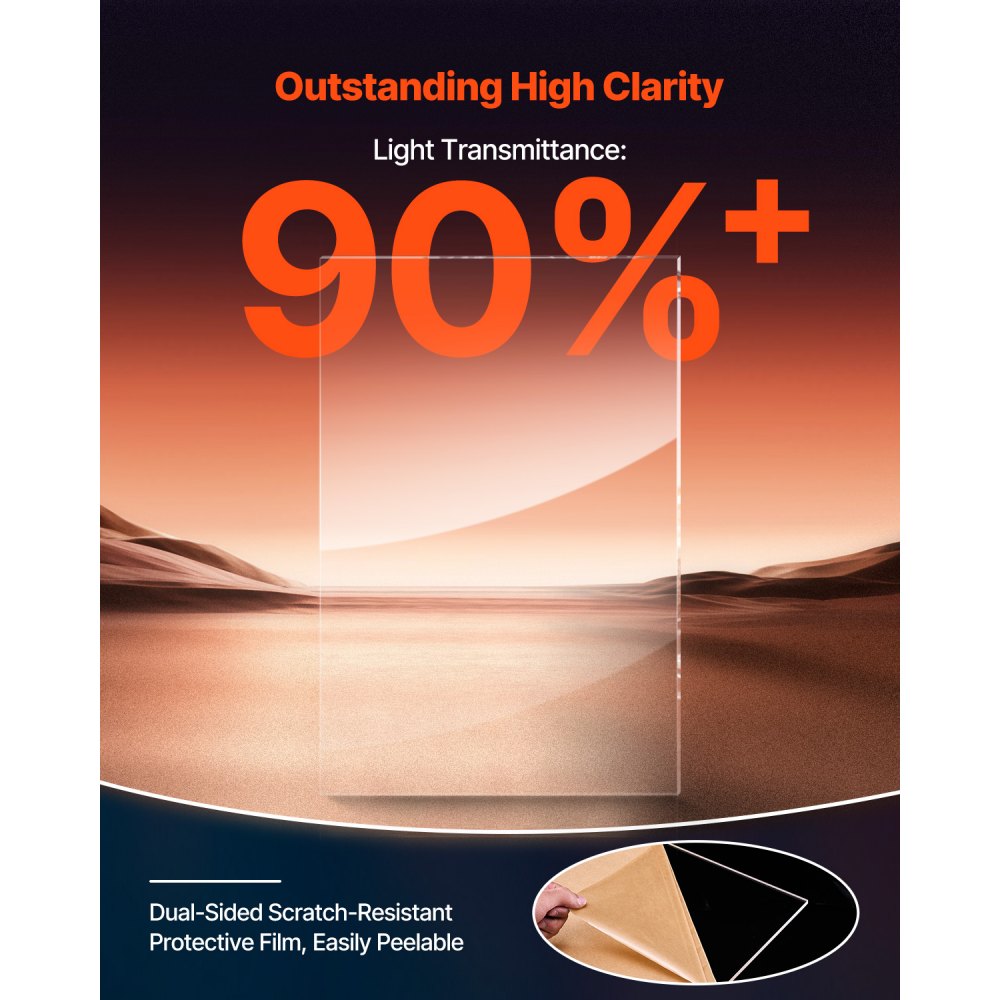 2-Pack Plexiglass Acrylic Sheets 610 x 914 mm Plastic Sheets 6 mm Thick
