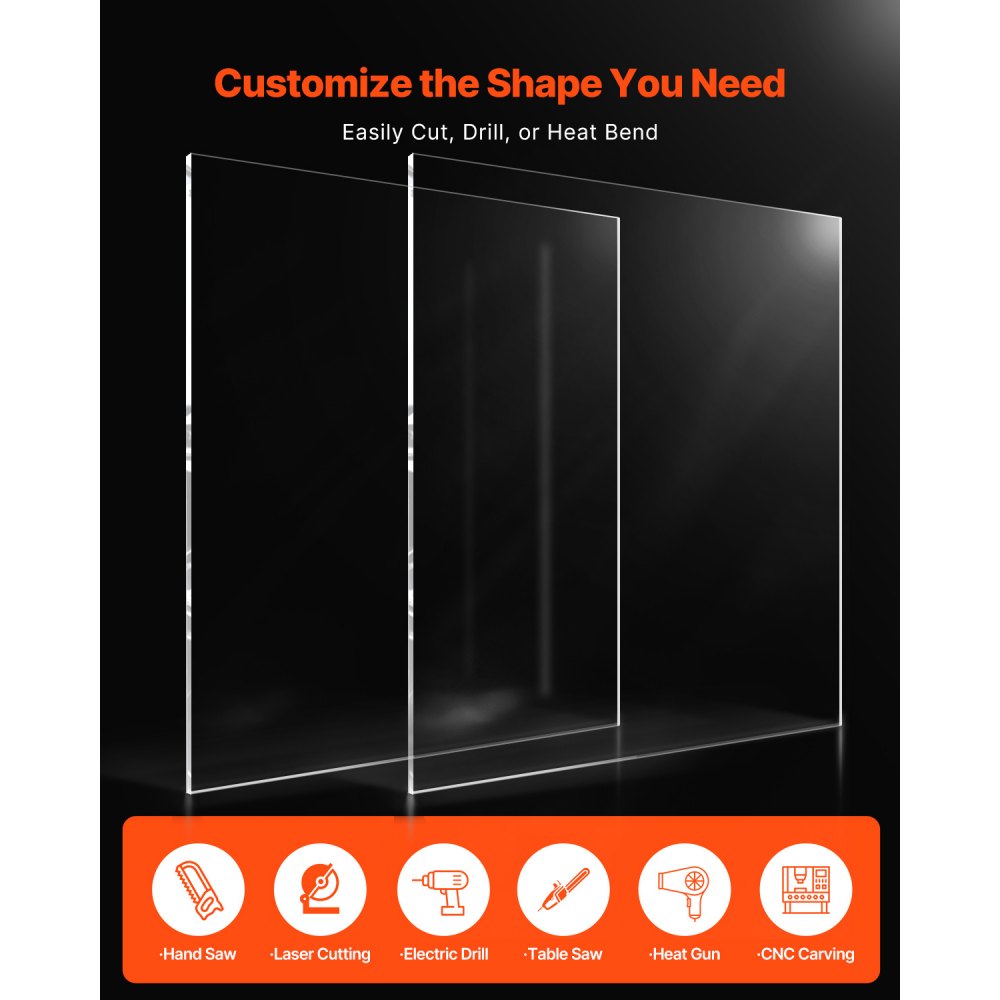 2-Pack Plexiglass Acrylic Sheets 610 x 914 mm Plastic Sheets 6 mm Thick