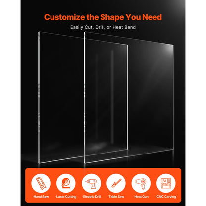2-Pack Plexiglass Acrylic Sheets 610 x 914 mm Plastic Sheets 6 mm Thick