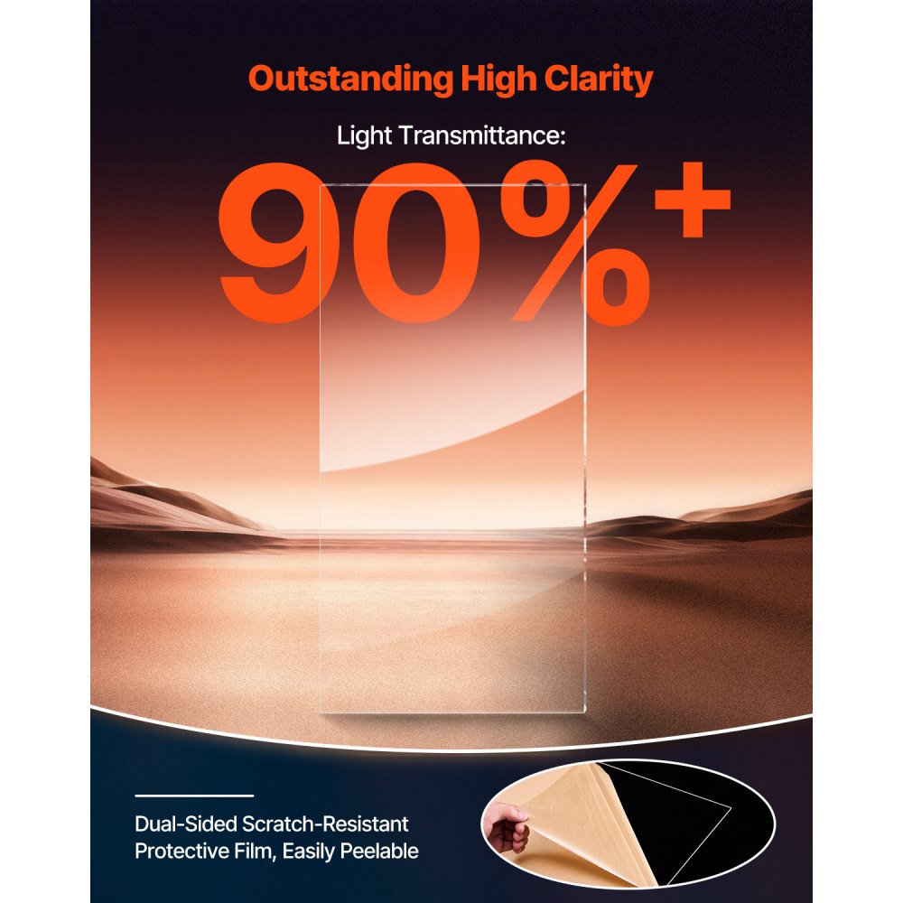 VEVOR 2-Pack Plexiglass Acrylic Sheets 610 x 1219 mm Plastic Sheets 3 mm Thick