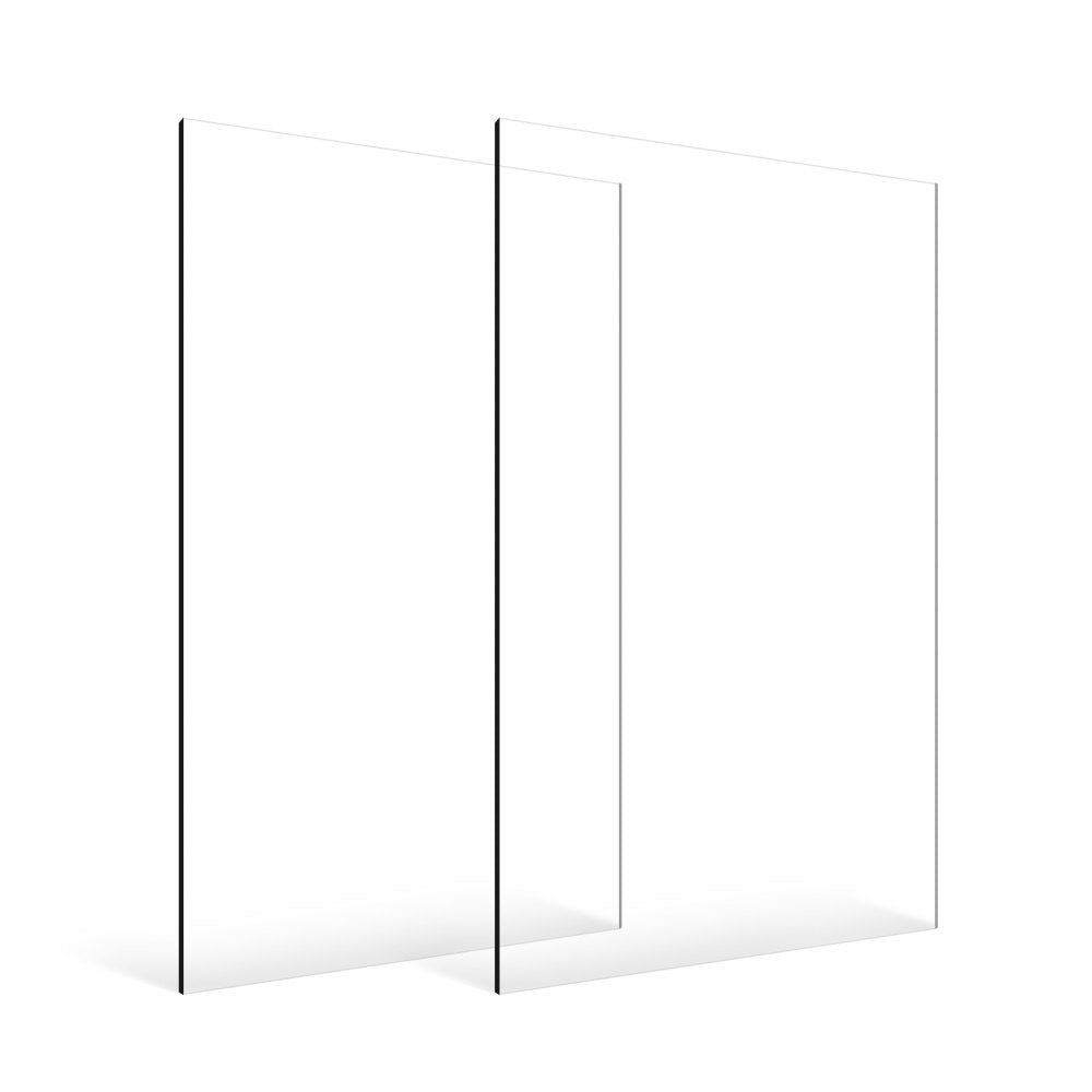 VEVOR 2-Pack Plexiglass Acrylic Sheets 610 x 1219 mm Plastic Sheets 3 mm Thick