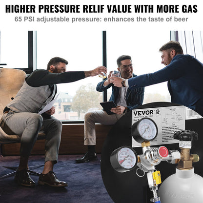 VEVOR Double Gauge Regulator, CO2 Regulator Gauge with 0-60PSI, Heavy Duty CO2 Gauge