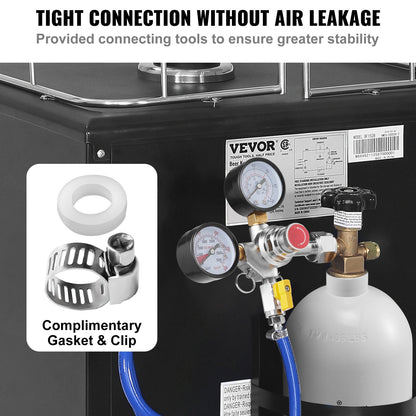 VEVOR Double Gauge Regulator, CO2 Regulator Gauge with 0-60PSI, Heavy Duty CO2 Gauge