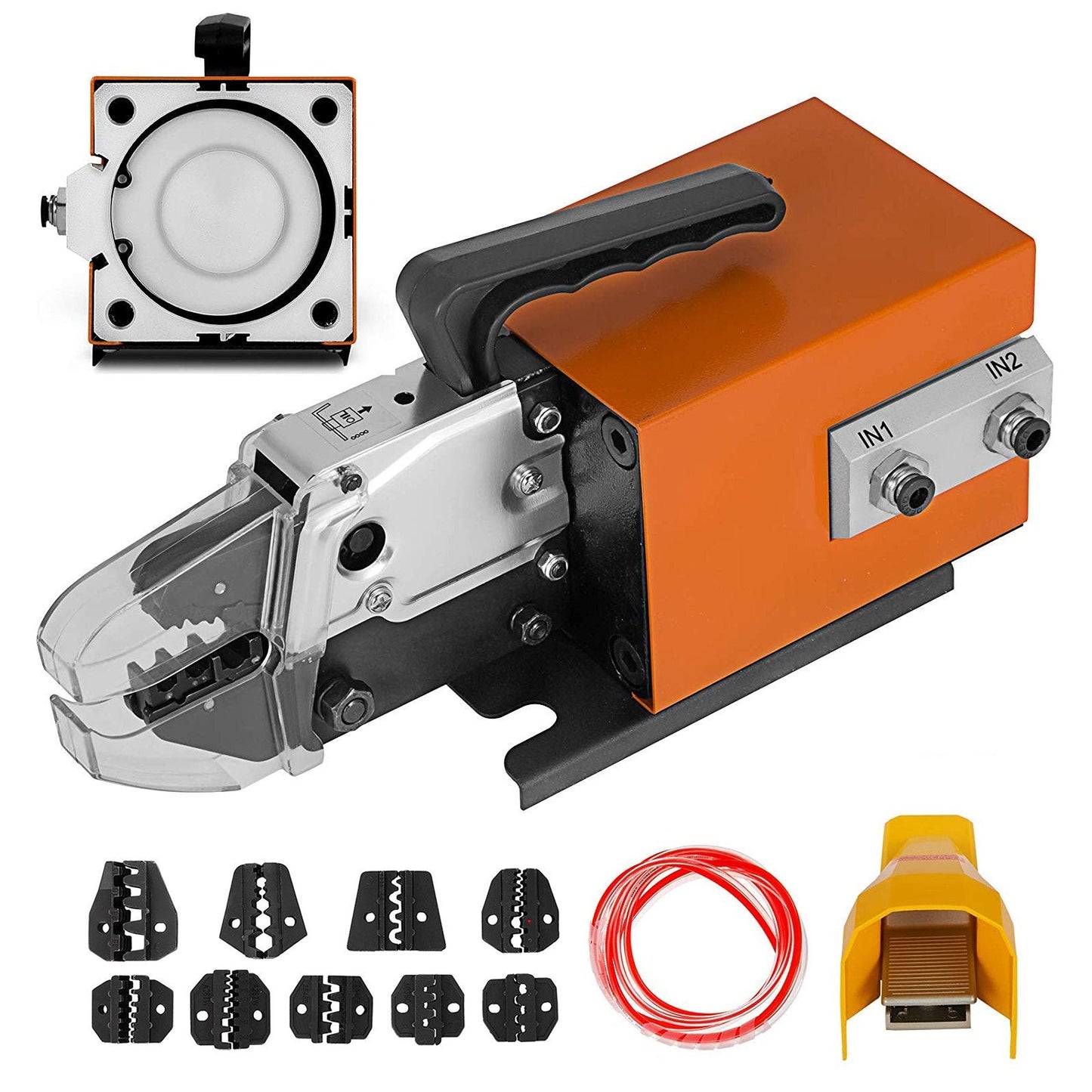 Pneumatic Crimping Tool AM-10, Air-Powered Wire Terminal Crimper with Dies