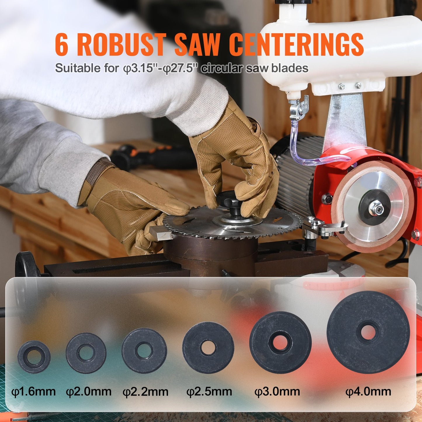VEVOR Circular Saw Blade Sharpener Grinder 370W 3600RPM with Water Tank 5" Wheel