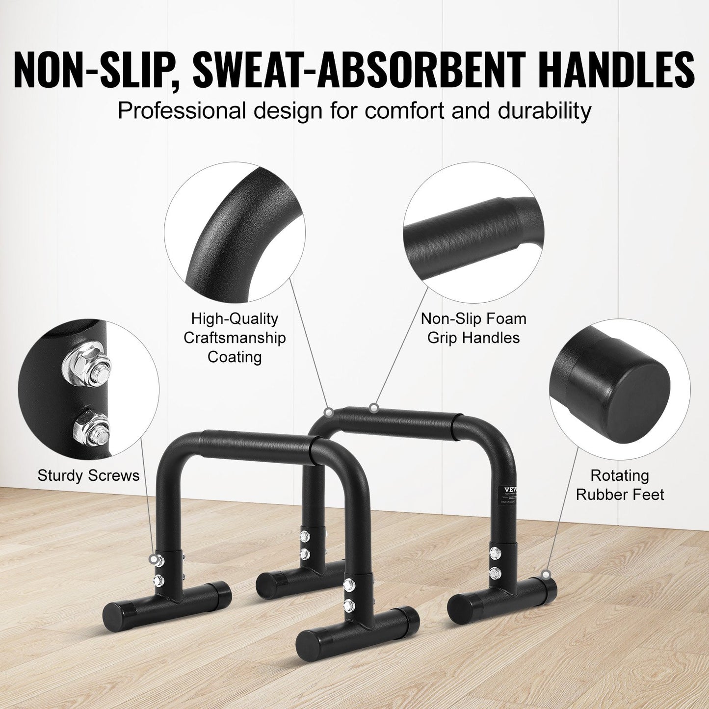 VEVOR Dip Bars, 227 kg Weight Capacity, Heave Duty Dip Stand Station, Fitness Workout