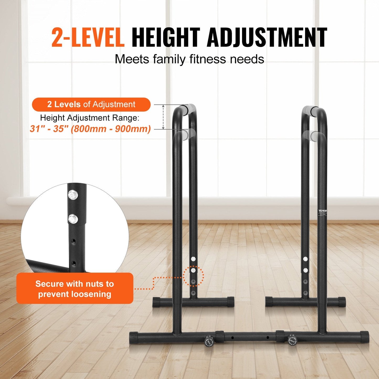 Heavy Duty Adjustable Dip Stand Station, 200 kg Capacity for Home Gym Fitness
