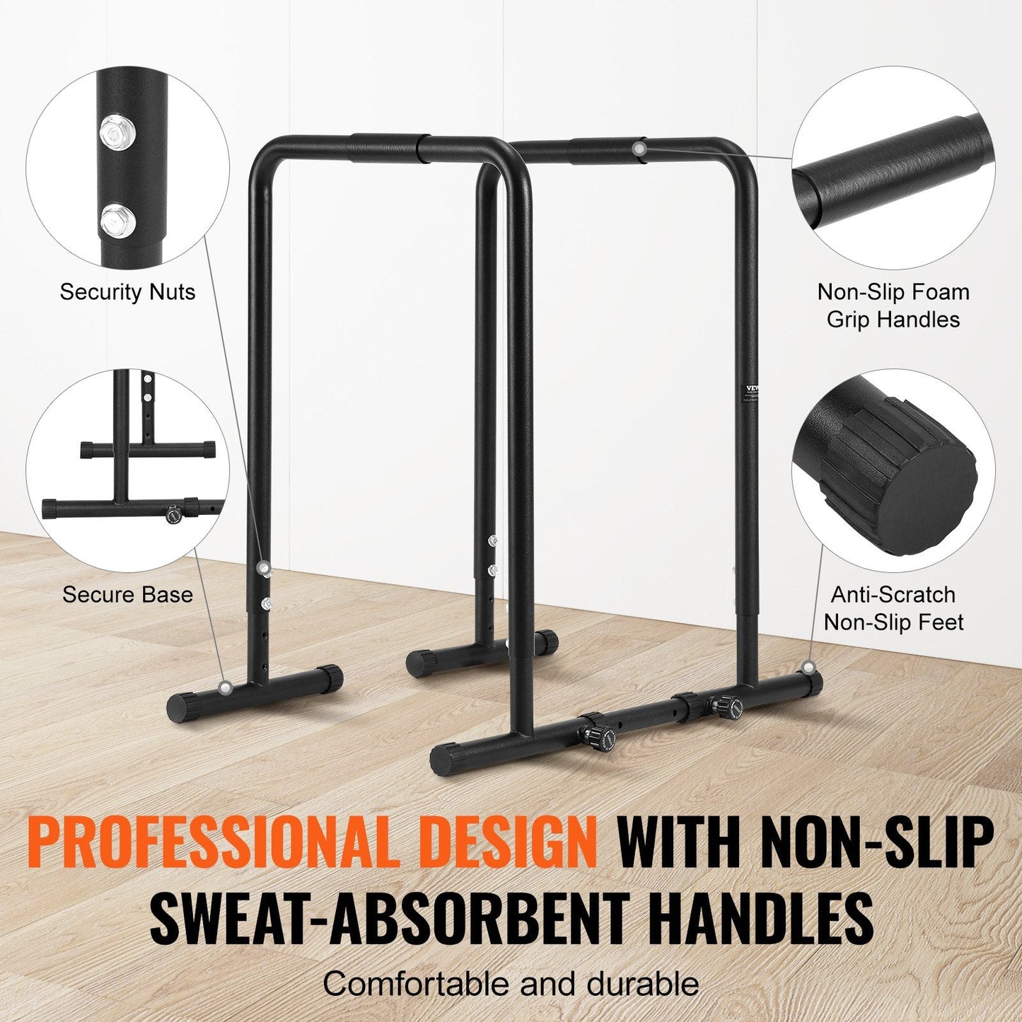 Heavy Duty Adjustable Dip Stand Station, 200 kg Capacity for Home Gym Fitness