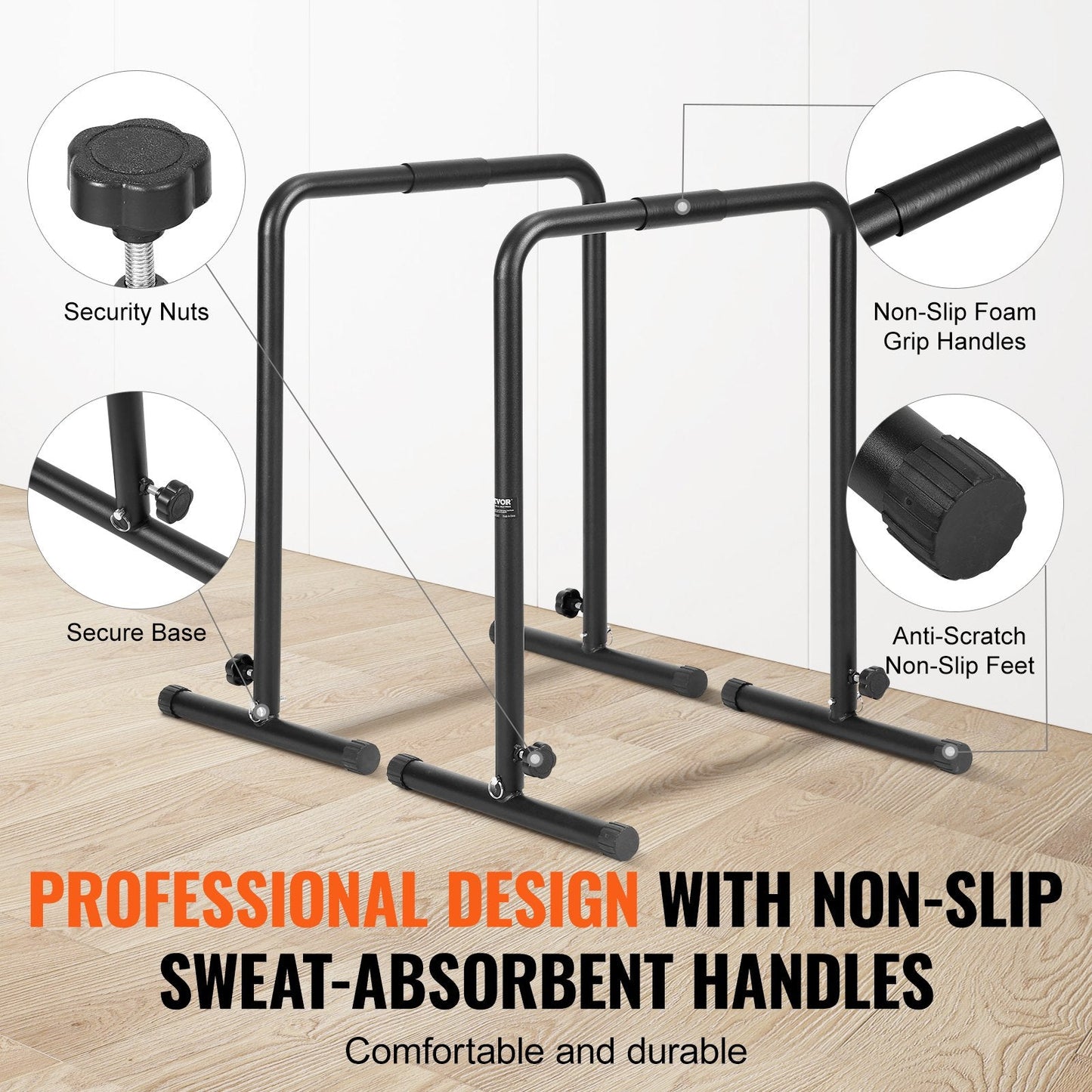 Heavy Duty Adjustable Dip Stand, 200 kg Capacity, for Home Gym Fitness Training