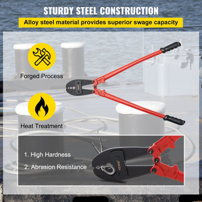 762mm Manual Swaging Tool for Aluminum/Copper Sleeves, Insulated Handle, Alloy Steel