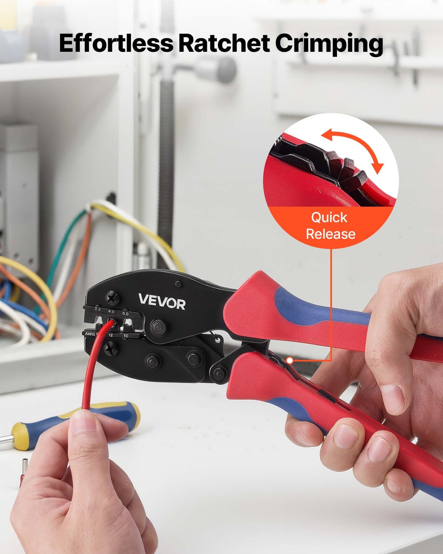 Crimping Tool, 2.5-6 mm² Ratcheting Solar Connector Crimper Tool Kit, Clear Metric & AWG Markings, with 10 Pairs Solar Connectors, 10 Pairs of Cable Connectors, Wrenches, and a Storage Case