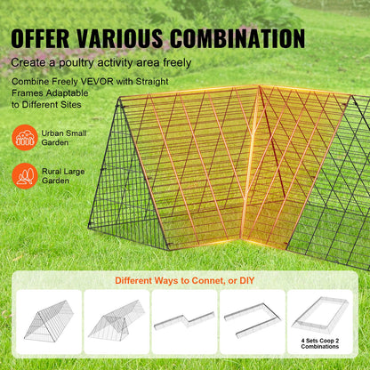 VEVOR Chicken Tunnels, 729 x 200 x 61.5cm(LxWxH) Chicken Tunnels for Yard, Portable
