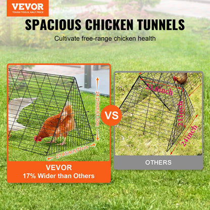 VEVOR Chicken Tunnels, 300 x 71 x 61.5cm (LxWxH) Chicken Tunnels for Yard, Portable