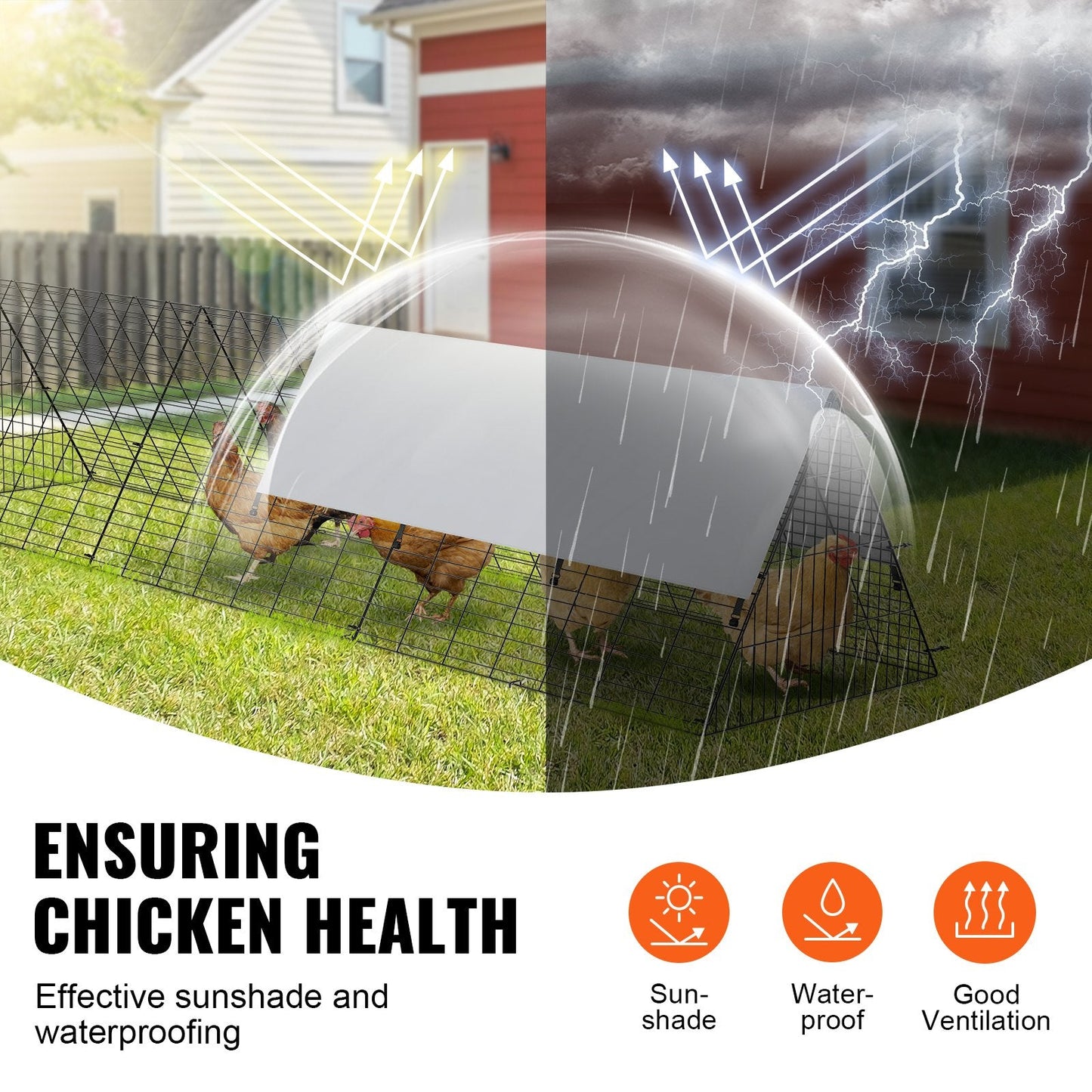 Portable Outdoor Chicken Tunnel Run, 3m x 0.71m x 0.61m, Easy Setup & Durable