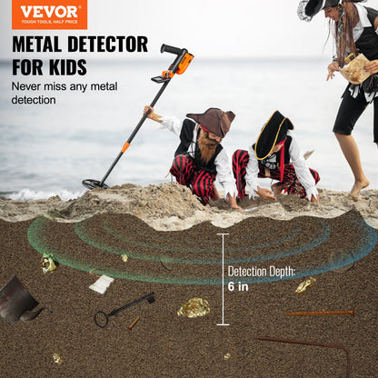 VEVOR Metal Detector for Kids, 150mm, Waterproof Search Coil with LCD Display, Adjustable