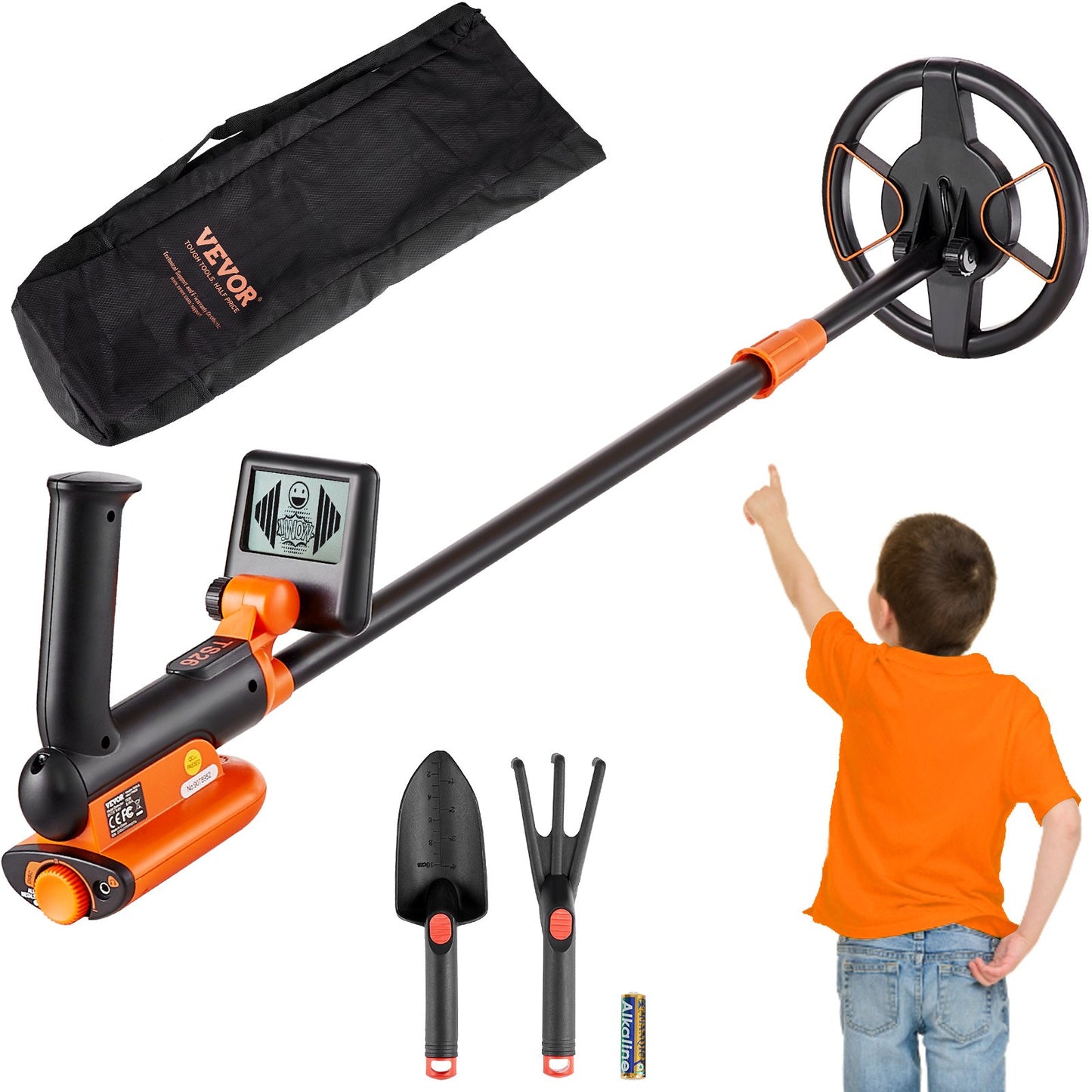 VEVOR Metal Detector for Kids, 150mm, Waterproof Search Coil with LCD Display, Adjustable