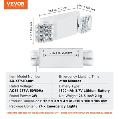 24-Pack Commercial LED Exit Lights with Backup Battery, 3-Hour Emergency Use