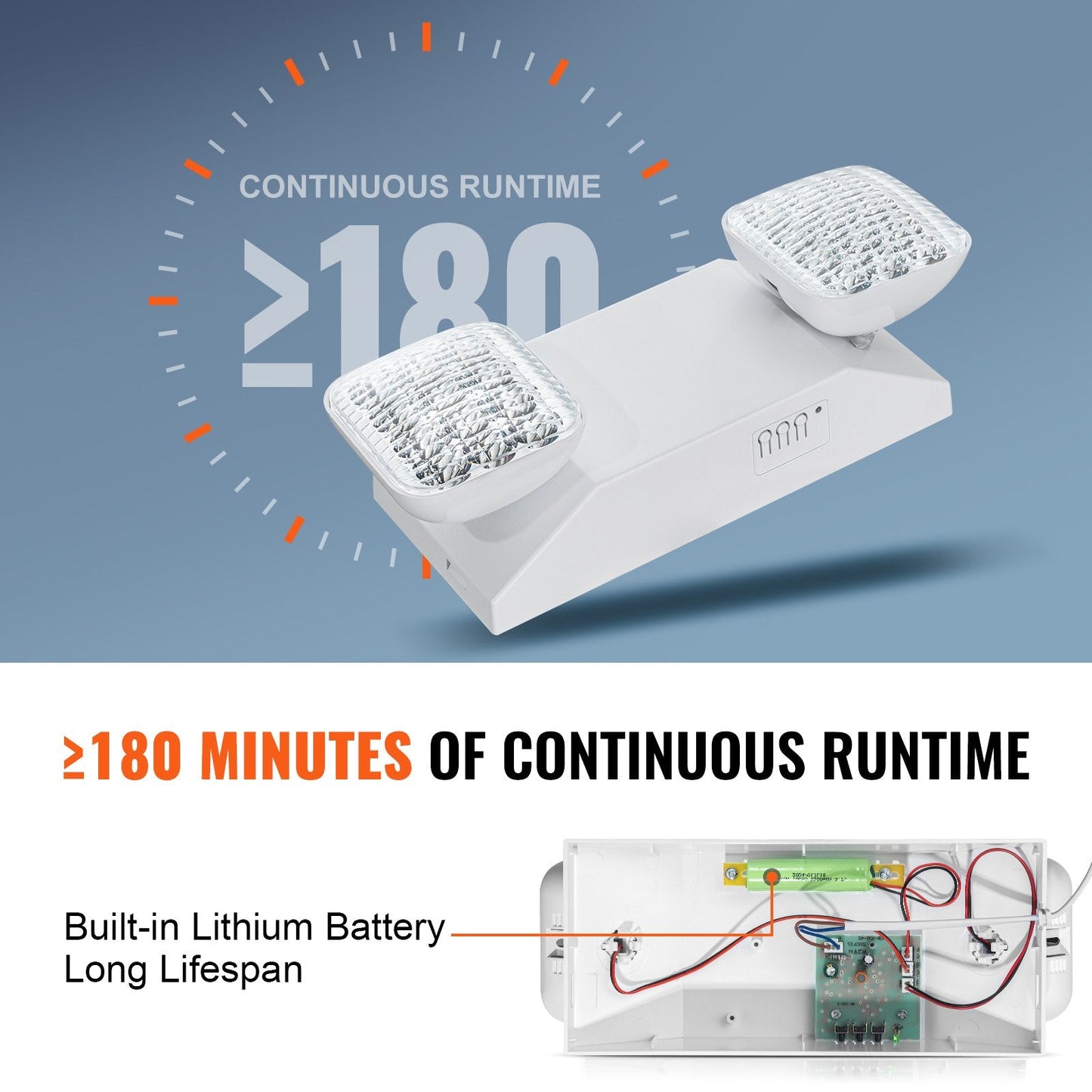 Commercial LED Exit Lights with Backup Battery, 3 kg, 180-Minute Runtime