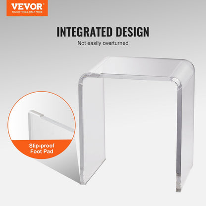 Clear Acrylic C-Shaped Side Table, 25 kg Load Capacity, 0.46m x 0.31m x 0.41m