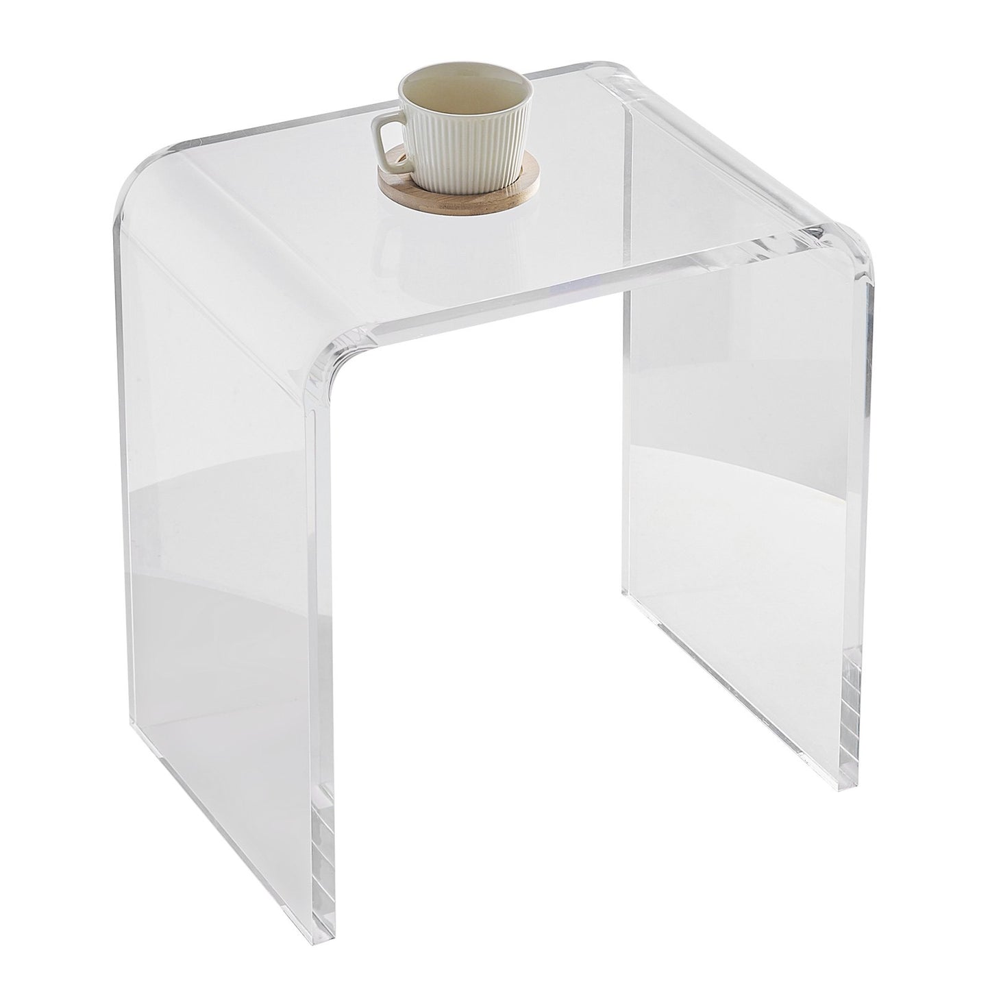 VEVOR Acrylic End Table, C-Shaped Lucite Side Table, Clear Acrylic Side Table for