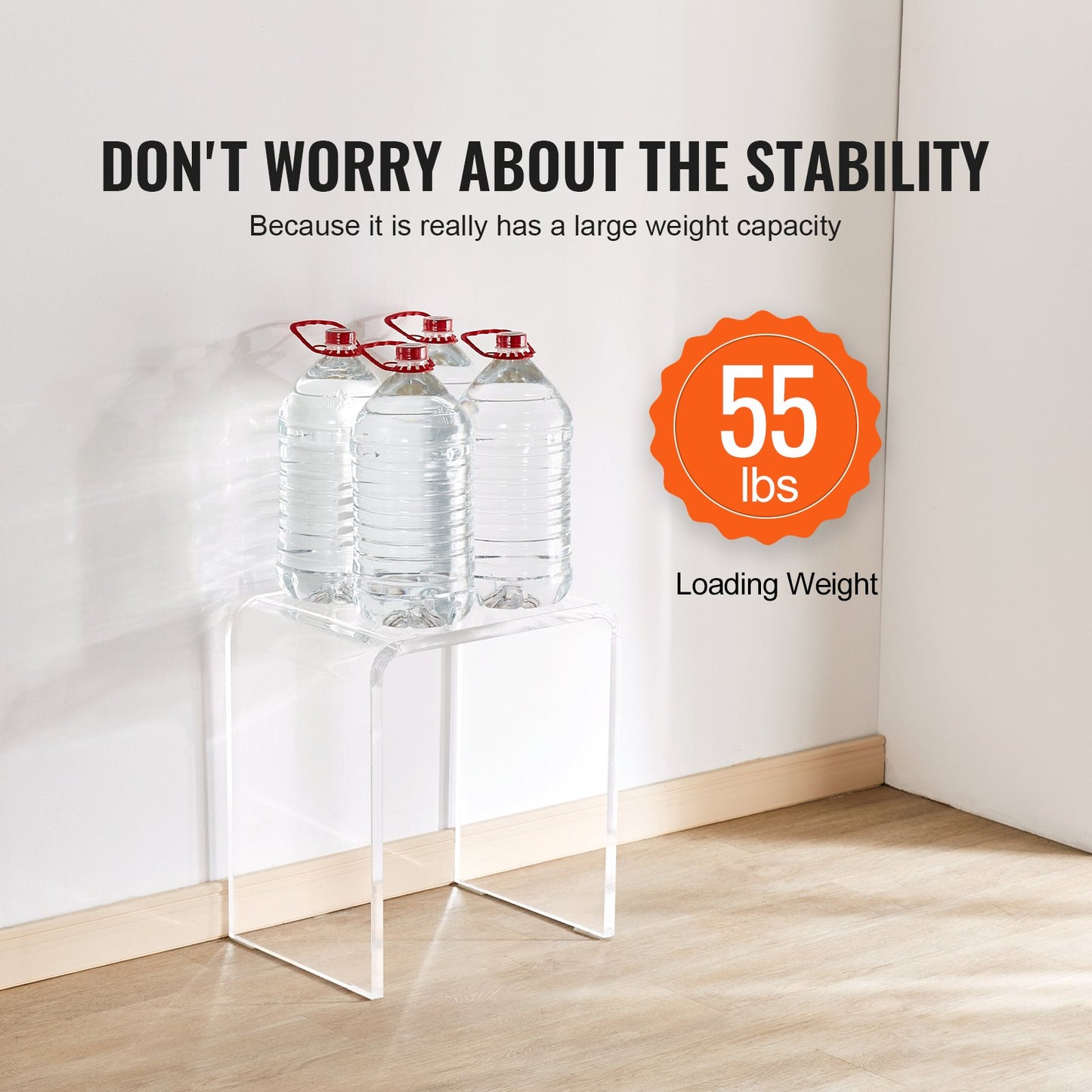 VEVOR Acrylic End Table, 2 pcs C-Shaped Lucite Side Tables, Clear Acrylic Side Table
