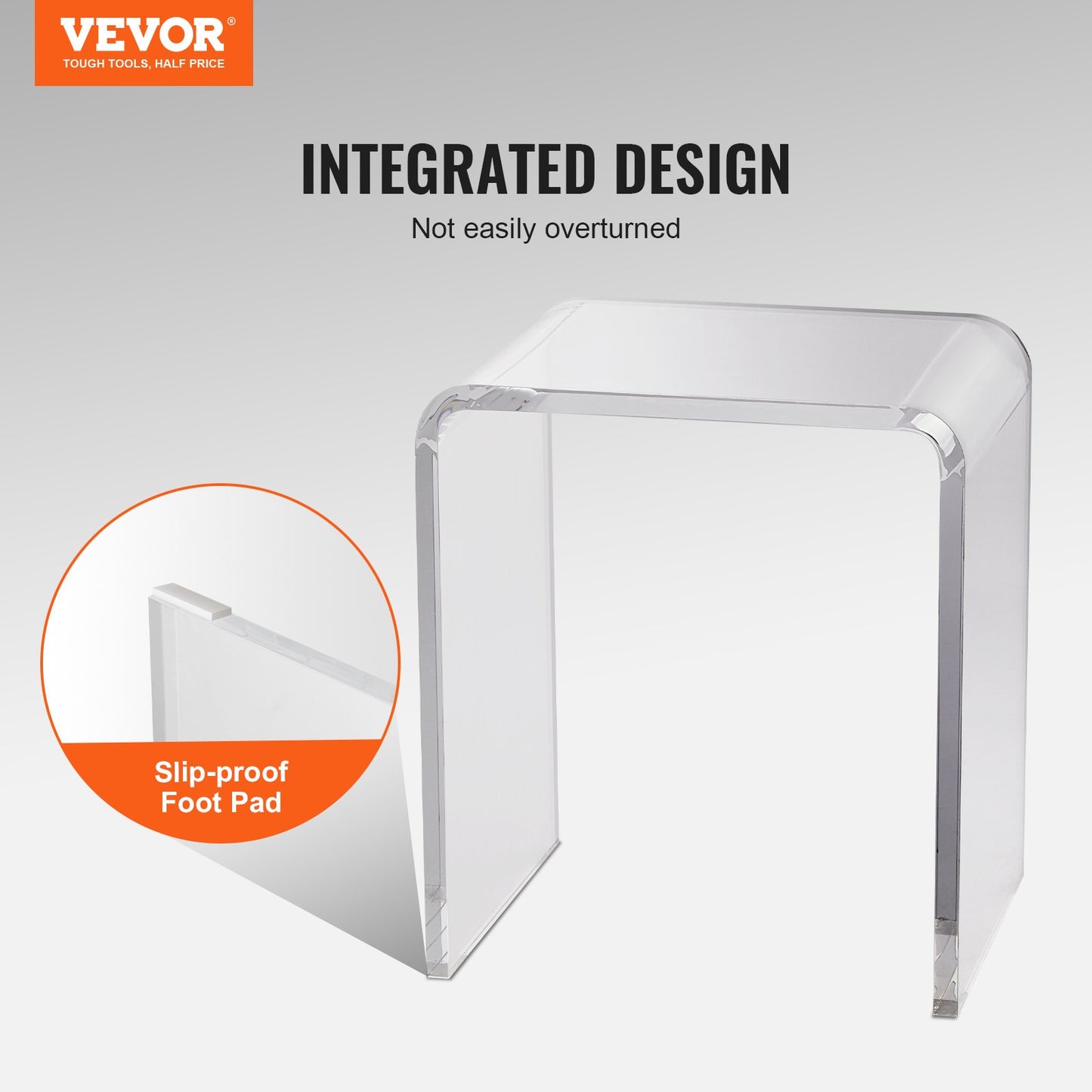 VEVOR Acrylic End Table, 2 pcs C-Shaped Lucite Side Tables, Clear Acrylic Side Table