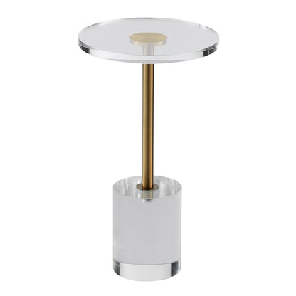 Clear Acrylic Side Table with Solid Base, 0.3m Round Top, 0.5m High