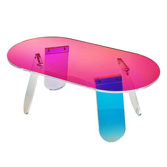 VEVOR Acrylic Coffee Table, Iridescent Acrylic End Table, 13.8 inch high Colorful