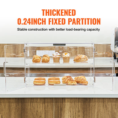 VEVOR Pastry Display Case, 2-Tier Commercial Countertop Bakery Display Case, Acrylic