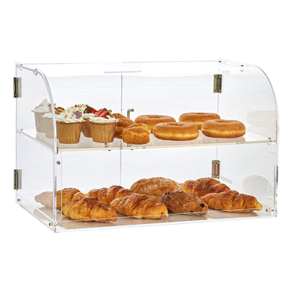 2-Tier Acrylic Bakery Display Case with Rear Door & Removable Shelves