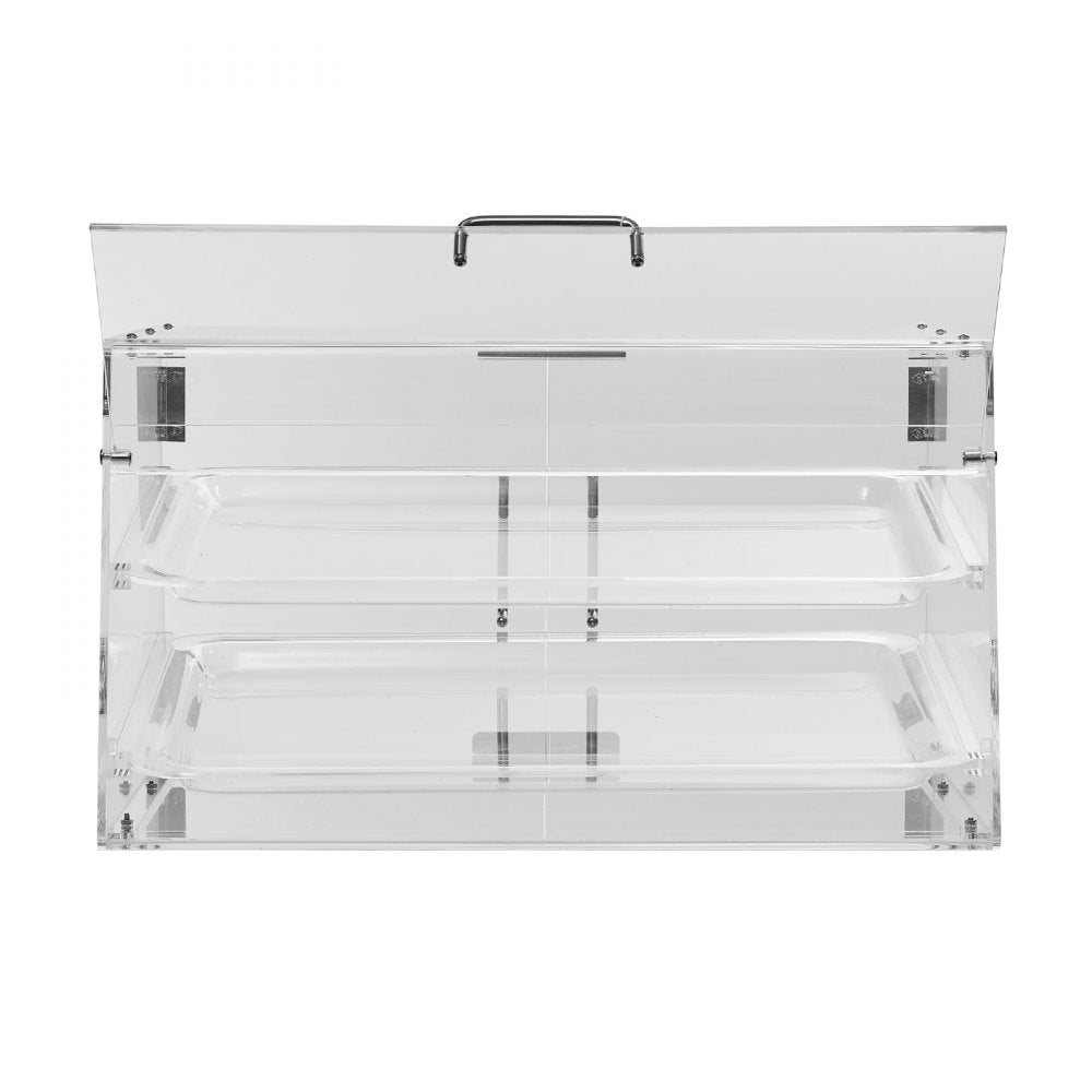 VEVOR Pastry Display Case, 2-Tier Commercial Countertop Bakery Display Case, Acrylic Display Box with Rear Door Access & Removable Shelves, Keep Fresh for Donut Bagels Cake Cookie