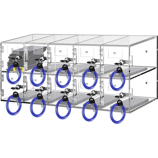 VEVOR Cell Phone Storage Locker, 10 Slots Acrylic Material with Door Locks and Keys,