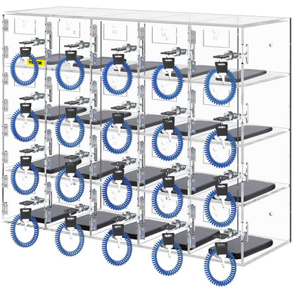 Clear Acrylic Phone Storage Cabinet with Keys, 20 Slots, Wall Mountable