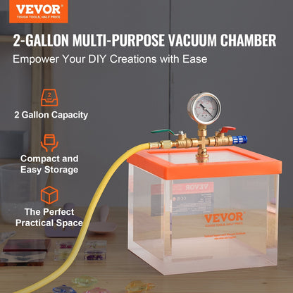 2-Gallon Multipurpose Vacuum Chamber for Resin, Silica Gel, and Gypsum Degassing