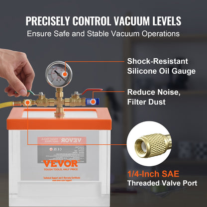 2-Gallon Multipurpose Vacuum Chamber for Resin, Silica Gel, and Gypsum Degassing