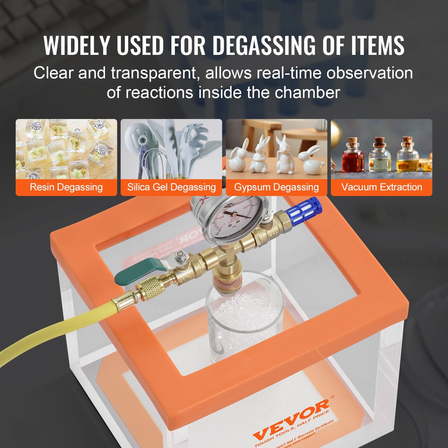 VEVOR 2 Gallon Vacuum Chamber, Upgraded Multipurpose Acrylic Vacuum Degassing Chamber,