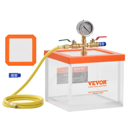 VEVOR 2 Gallon Vacuum Chamber, Upgraded Multipurpose Acrylic Vacuum Degassing Chamber,
