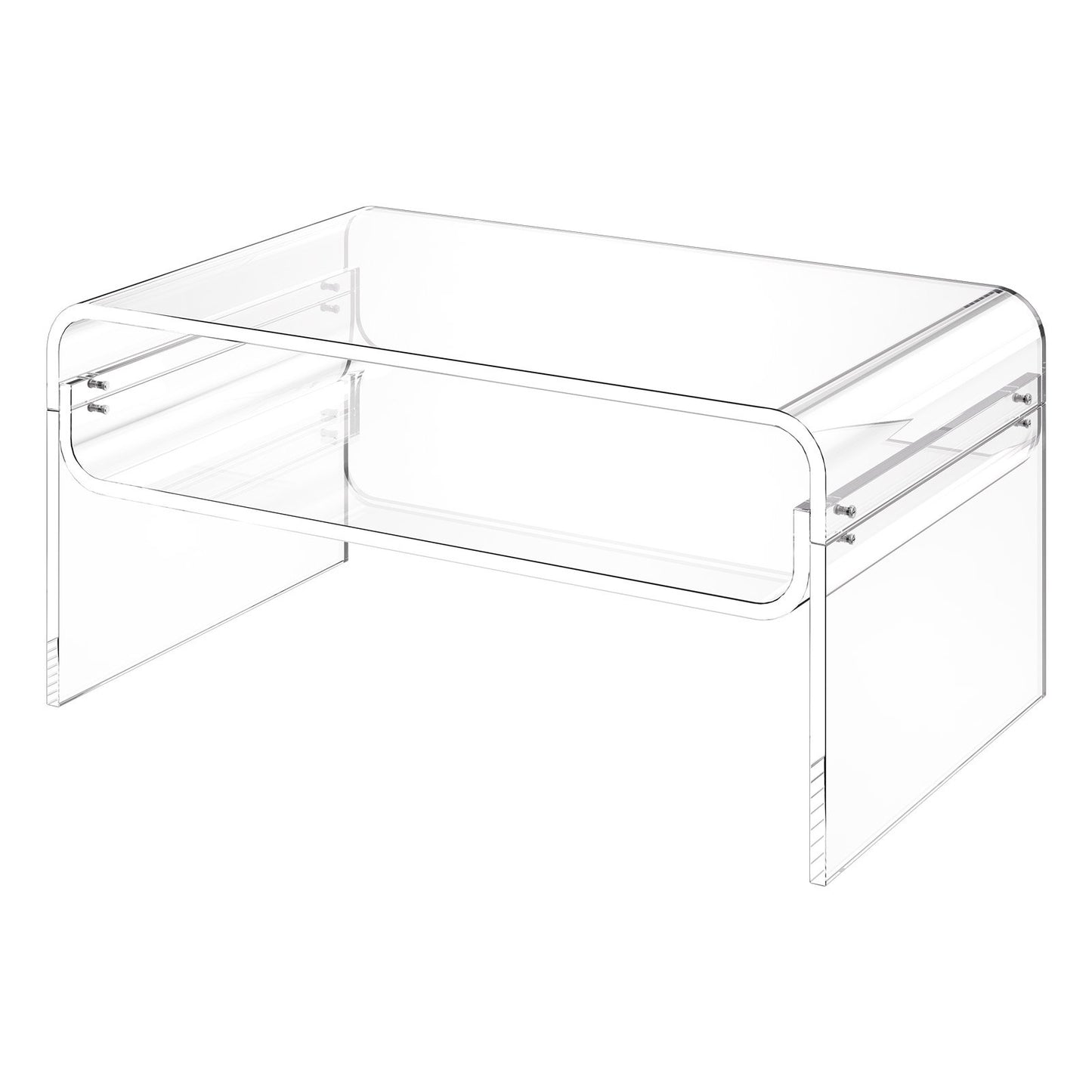 Acrylic Coffee Table, 2 Tiers Center Table with Storage Shelf, Modern Rectangle Acrylic Coffee Desk, Ideal for Dining Room, Kitchen Island, Restaurant, Office, 50 x 80 x 38 cm (Clear)